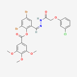 molecular formula C25H21Br2ClN2O7 B11550553 2,4-dibromo-6-[(Z)-{2-[(3-chlorophenoxy)acetyl]hydrazinylidene}methyl]phenyl 3,4,5-trimethoxybenzoate 