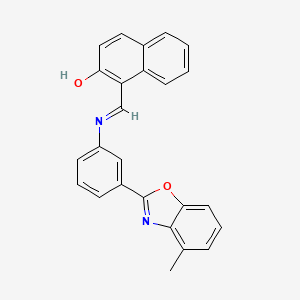 molecular formula C25H18N2O2 B11550557 1-[(E)-{[3-(4-methyl-1,3-benzoxazol-2-yl)phenyl]imino}methyl]naphthalen-2-ol 