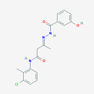 molecular formula C18H18ClN3O3 B11550566 (3E)-N-(3-Chloro-2-methylphenyl)-3-{[(3-hydroxyphenyl)formamido]imino}butanamide 