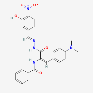 molecular formula C25H23N5O5 B11550577 N-{(1E)-1-[4-(dimethylamino)phenyl]-3-[(2E)-2-(3-hydroxy-4-nitrobenzylidene)hydrazinyl]-3-oxoprop-1-en-2-yl}benzamide 