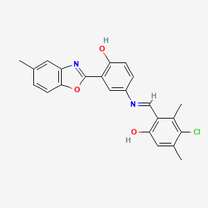 4-chloro-2-[(E)-{[4-hydroxy-3-(5-methyl-1,3-benzoxazol-2-yl)phenyl]imino}methyl]-3,5-dimethylphenol