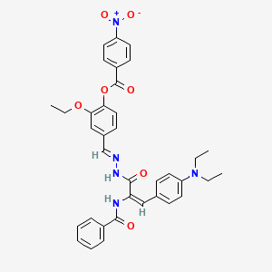 4-[(E)-(2-{(2E)-3-[4-(diethylamino)phenyl]-2-[(phenylcarbonyl)amino]prop-2-enoyl}hydrazinylidene)methyl]-2-ethoxyphenyl 4-nitrobenzoate