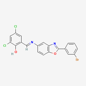 molecular formula C20H11BrCl2N2O2 B11550656 2-[(E)-{[2-(3-bromophenyl)-1,3-benzoxazol-5-yl]imino}methyl]-4,6-dichlorophenol 