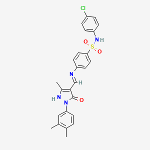 N-(4-chlorophenyl)-4-({(E)-[1-(3,4-dimethylphenyl)-3-methyl-5-oxo-1,5-dihydro-4H-pyrazol-4-ylidene]methyl}amino)benzenesulfonamide