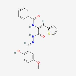 N-[(1E)-3-[(2E)-2-(2-hydroxy-5-methoxybenzylidene)hydrazinyl]-3-oxo-1-(thiophen-2-yl)prop-1-en-2-yl]benzamide