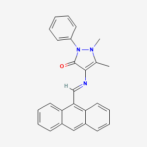 molecular formula C26H21N3O B11550678 4-(9-Anthrylmethyleneamino)-2,3-dimethyl-1-phenyl-3-pyrazoline-5-one 