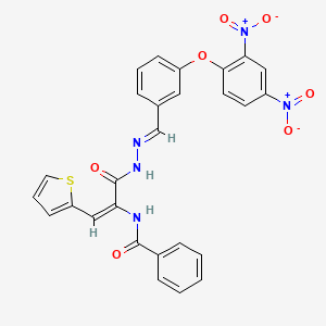 N-[(1E)-3-{(2E)-2-[3-(2,4-dinitrophenoxy)benzylidene]hydrazinyl}-3-oxo-1-(thiophen-2-yl)prop-1-en-2-yl]benzamide