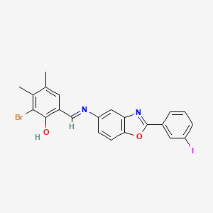 molecular formula C22H16BrIN2O2 B11550739 2-bromo-6-[(E)-{[2-(3-iodophenyl)-1,3-benzoxazol-5-yl]imino}methyl]-3,4-dimethylphenol 