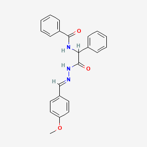 molecular formula C23H21N3O3 B11550743 N-{2-[(2E)-2-(4-methoxybenzylidene)hydrazinyl]-2-oxo-1-phenylethyl}benzamide 