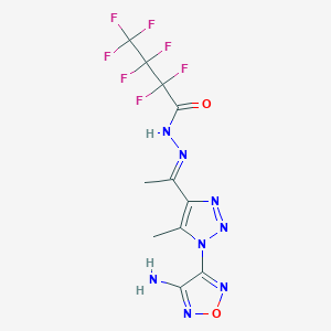 molecular formula C11H9F7N8O2 B11550782 N'-[(1E)-1-[1-(4-Amino-1,2,5-oxadiazol-3-YL)-5-methyl-1H-1,2,3-triazol-4-YL]ethylidene]-2,2,3,3,4,4,4-heptafluorobutanehydrazide 