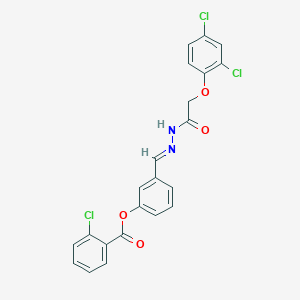 3-[(E)-{2-[(2,4-dichlorophenoxy)acetyl]hydrazinylidene}methyl]phenyl 2-chlorobenzoate