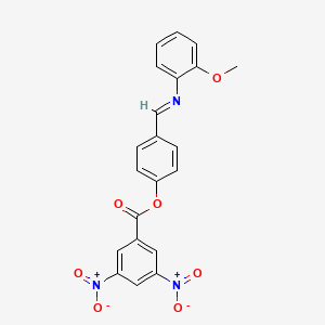 molecular formula C21H15N3O7 B11550815 4-[(E)-[(2-Methoxyphenyl)imino]methyl]phenyl 3,5-dinitrobenzoate 