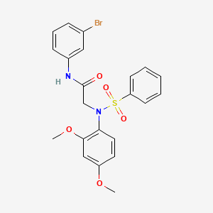 molecular formula C22H21BrN2O5S B11550822 N-(3-Bromophenyl)-2-[N-(2,4-dimethoxyphenyl)benzenesulfonamido]acetamide 