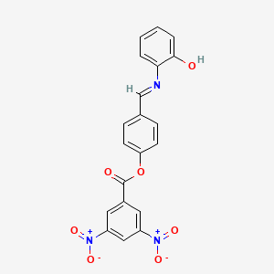 molecular formula C20H13N3O7 B11550825 4-[(E)-[(2-Hydroxyphenyl)imino]methyl]phenyl 3,5-dinitrobenzoate 