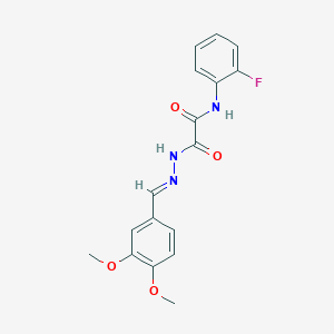 molecular formula C17H16FN3O4 B11550869 2-[(2E)-2-(3,4-dimethoxybenzylidene)hydrazinyl]-N-(2-fluorophenyl)-2-oxoacetamide 