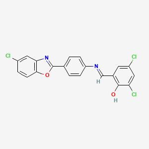 2,4-dichloro-6-[(E)-{[4-(5-chloro-1,3-benzoxazol-2-yl)phenyl]imino}methyl]phenol