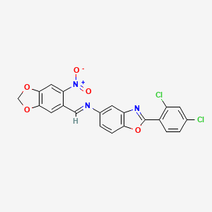 2-(2,4-dichlorophenyl)-N-[(E)-(6-nitro-1,3-benzodioxol-5-yl)methylidene]-1,3-benzoxazol-5-amine