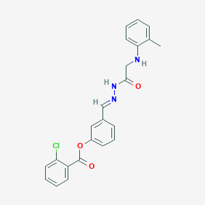 molecular formula C23H20ClN3O3 B11550924 3-[(E)-({2-[(2-Methylphenyl)amino]acetamido}imino)methyl]phenyl 2-chlorobenzoate 