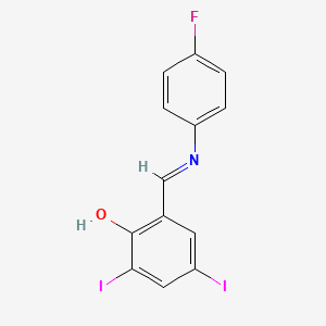 molecular formula C13H8FI2NO B11550941 2-[(E)-[(4-Fluorophenyl)imino]methyl]-4,6-diiodophenol 