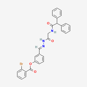 molecular formula C30H24BrN3O4 B11550963 3-[(E)-{[2-(2,2-Diphenylacetamido)acetamido]imino}methyl]phenyl 2-bromobenzoate 