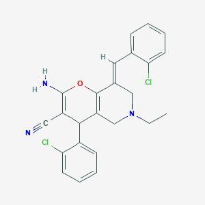 (8E)-2-amino-8-(2-chlorobenzylidene)-4-(2-chlorophenyl)-6-ethyl-5,6,7,8-tetrahydro-4H-pyrano[3,2-c]pyridine-3-carbonitrile