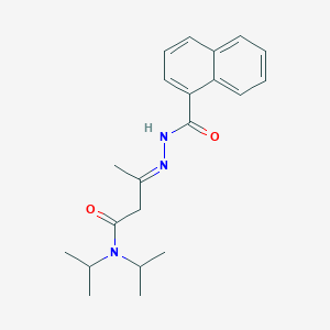 molecular formula C21H27N3O2 B11551021 (3E)-3-{[(Naphthalen-1-YL)formamido]imino}-N,N-bis(propan-2-YL)butanamide 