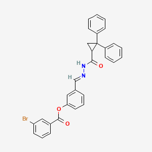 molecular formula C30H23BrN2O3 B11551037 3-[(E)-{2-[(2,2-diphenylcyclopropyl)carbonyl]hydrazinylidene}methyl]phenyl 3-bromobenzoate 