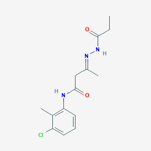 molecular formula C14H18ClN3O2 B11551050 (3E)-N-(3-Chloro-2-methylphenyl)-3-(propanamidoimino)butanamide 