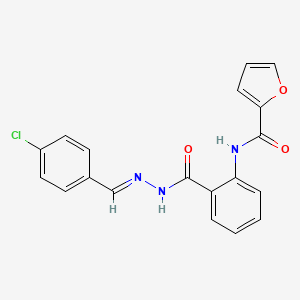 molecular formula C19H14ClN3O3 B11551081 N-(2-{[(2E)-2-(4-chlorobenzylidene)hydrazinyl]carbonyl}phenyl)furan-2-carboxamide 