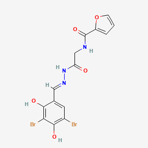 N-({N'-[(E)-(3,5-Dibromo-2,4-dihydroxyphenyl)methylidene]hydrazinecarbonyl}methyl)furan-2-carboxamide