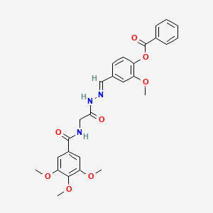 2-Methoxy-4-[(E)-({2-[(3,4,5-trimethoxyphenyl)formamido]acetamido}imino)methyl]phenyl benzoate