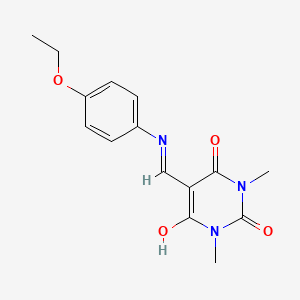 molecular formula C15H17N3O4 B11551129 5-{[(4-ethoxyphenyl)amino]methylidene}-1,3-dimethylpyrimidine-2,4,6(1H,3H,5H)-trione 