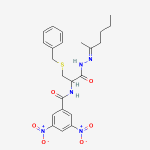 N-[2-(Benzylsulfanyl)-1-{N'-[(2E)-hexan-2-ylidene]hydrazinecarbonyl}ethyl]-3,5-dinitrobenzamide