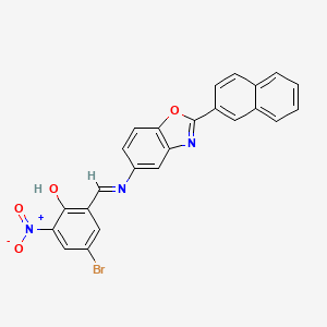 molecular formula C24H14BrN3O4 B11551142 4-bromo-2-[(E)-{[2-(naphthalen-2-yl)-1,3-benzoxazol-5-yl]imino}methyl]-6-nitrophenol 