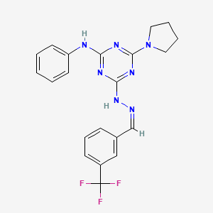 N-phenyl-4-(pyrrolidin-1-yl)-6-{(2Z)-2-[3-(trifluoromethyl)benzylidene]hydrazinyl}-1,3,5-triazin-2-amine