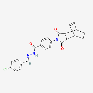 molecular formula C24H20ClN3O3 B11551179 N'-[(E)-(4-chlorophenyl)methylidene]-4-(1,3-dioxo-1,3,3a,4,7,7a-hexahydro-2H-4,7-ethanoisoindol-2-yl)benzohydrazide 