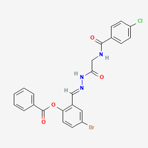 molecular formula C23H17BrClN3O4 B11551183 4-bromo-2-[(E)-({[(4-chlorobenzoyl)amino]acetyl}hydrazono)methyl]phenyl benzoate 