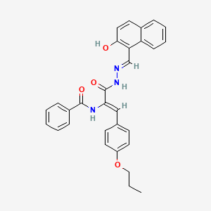 N-[(1Z)-3-{(2E)-2-[(2-hydroxynaphthalen-1-yl)methylidene]hydrazinyl}-3-oxo-1-(4-propoxyphenyl)prop-1-en-2-yl]benzamide