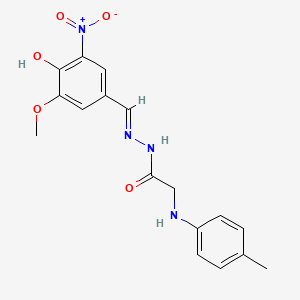 N'-[(E)-(4-hydroxy-3-methoxy-5-nitrophenyl)methylidene]-2-[(4-methylphenyl)amino]acetohydrazide (non-preferred name)