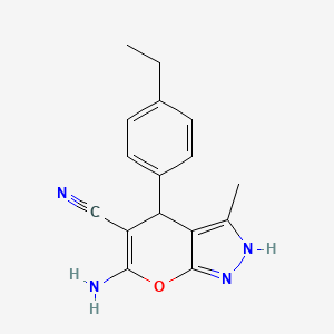 6-amino-4-(4-ethylphenyl)-3-methyl-1H,4H-pyrano[2,3-c]pyrazole-5-carbonitrile