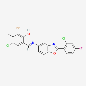 2-bromo-4-chloro-6-[(E)-{[2-(2-chloro-4-fluorophenyl)-1,3-benzoxazol-5-yl]imino}methyl]-3,5-dimethylphenol