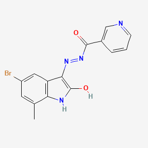 N'-[(3Z)-5-bromo-7-methyl-2-oxo-1,2-dihydro-3H-indol-3-ylidene]pyridine-3-carbohydrazide