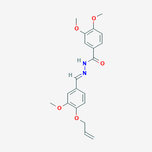 molecular formula C20H22N2O5 B11551338 3,4-Dimethoxy-N'-[(E)-[3-methoxy-4-(prop-2-EN-1-yloxy)phenyl]methylidene]benzohydrazide 