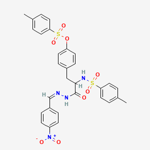 molecular formula C30H28N4O8S2 B11551339 4-[2-(4-Methylbenzenesulfonamido)-2-{N'-[(Z)-(4-nitrophenyl)methylidene]hydrazinecarbonyl}ethyl]phenyl 4-methylbenzene-1-sulfonate 