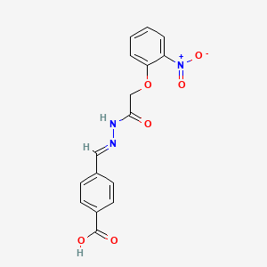 molecular formula C16H13N3O6 B11551346 4-[(E)-{2-[(2-nitrophenoxy)acetyl]hydrazinylidene}methyl]benzoic acid 