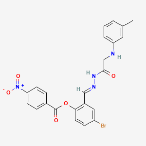 molecular formula C23H19BrN4O5 B11551401 4-Bromo-2-[(E)-({2-[(3-methylphenyl)amino]acetamido}imino)methyl]phenyl 4-nitrobenzoate 