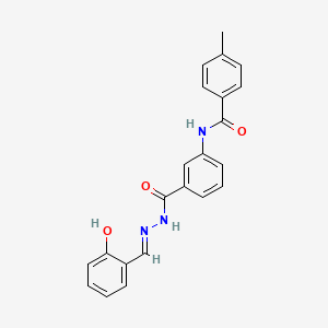 molecular formula C22H19N3O3 B11551478 N-(3-{[(2E)-2-(2-hydroxybenzylidene)hydrazinyl]carbonyl}phenyl)-4-methylbenzamide 