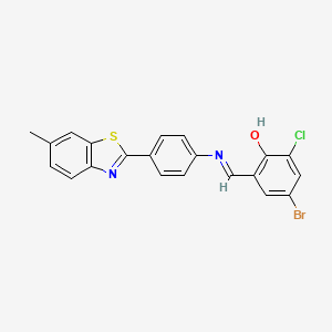 4-bromo-2-chloro-6-[(E)-{[4-(6-methyl-1,3-benzothiazol-2-yl)phenyl]imino}methyl]phenol