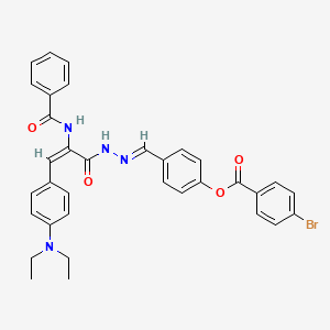 4-[(E)-(2-{(2E)-3-[4-(diethylamino)phenyl]-2-[(phenylcarbonyl)amino]prop-2-enoyl}hydrazinylidene)methyl]phenyl 4-bromobenzoate