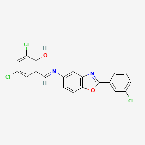 2,4-dichloro-6-[(E)-{[2-(3-chlorophenyl)-1,3-benzoxazol-5-yl]imino}methyl]phenol